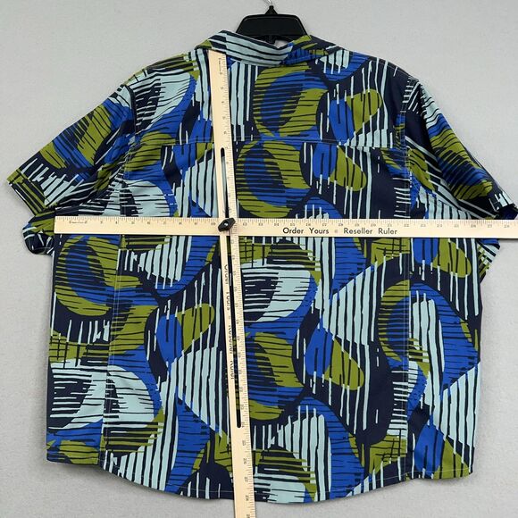 REI Co-op Shirt Womens 2XL Blue Green Abstract Print Lightweight Stretch Hiking - Picture 12 of 15